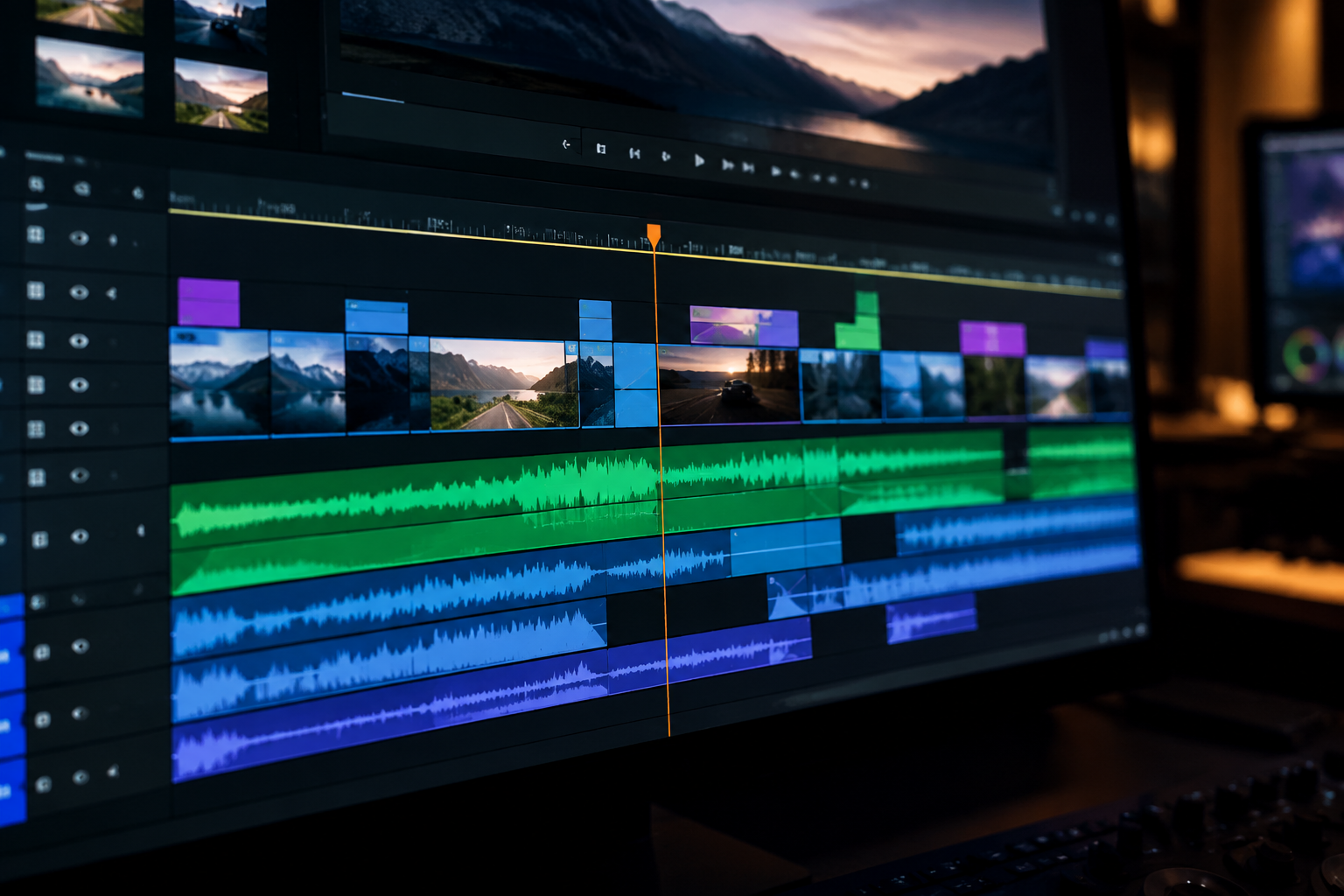 Editing timeline in a post-production suite